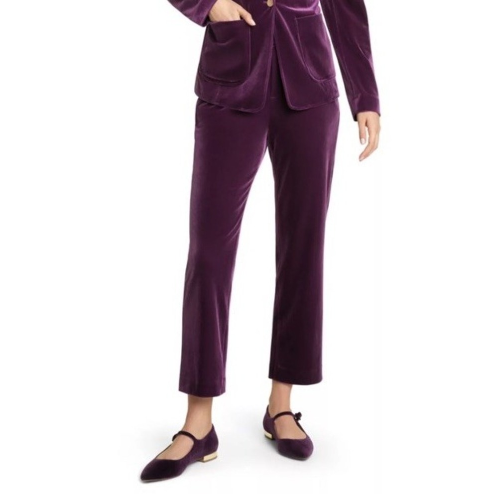Draper James Sequin‎ Straight Leg Pants Size S in Velvet Plum Purple